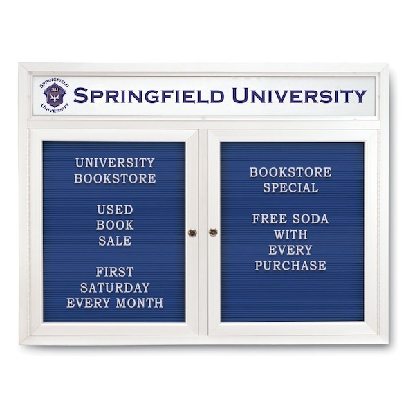 Indoor Enclosed Combo Board, 42"x32", Bronze Frame/Blue & Cobalt